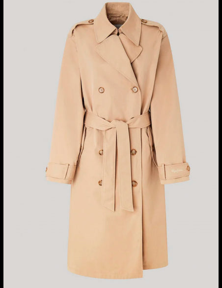 GABARDINA TRENCH PEPE JEANS ABOTONADA CON CINTURON BEIGE MUJER