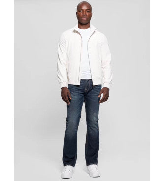 CHAQUETA GUESS BOMBER STRETCH CON LOGO EN LA MANGA BLANCO ROTO HOMBRE
