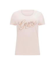 CAMISETA GUESS MANGA CORTA ROSA LOGO PEDRERÍA MUJER