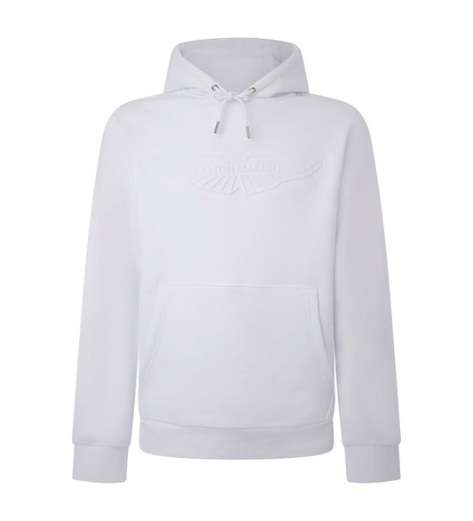 SUDADERA CON CAPUCHA HACKETT B LANCA CON LOGO EN RELIEVE ASTON MARTIN HOMBRE