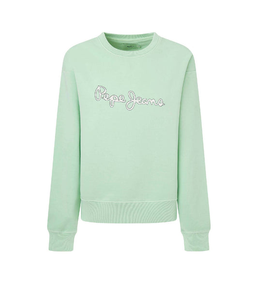 SUDADERA PEPE JEANS VERDE LOGO MUJER