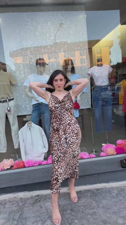 VESTIDO GUESS ANIMAL PRINT LEOPARDO CON TIRANTES AJUSTABLLES