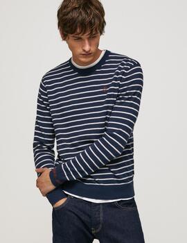 Jersey Pepe Jeans Hombre Andre Stripes Azul Rayas